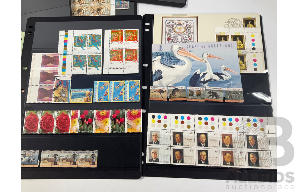 Collection of Australian Stamps, Mostly Mint Including Strips, Blocks, Gutters, Selvage, Packs, Joint Issue, First Day Covers
