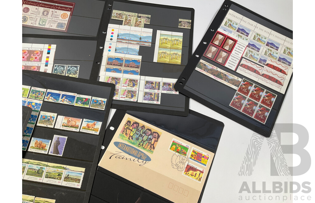 Collection of Australian Stamps, Mostly Mint Including Strips, Blocks, Gutters, Selvage, Packs, Joint Issue, First Day Covers