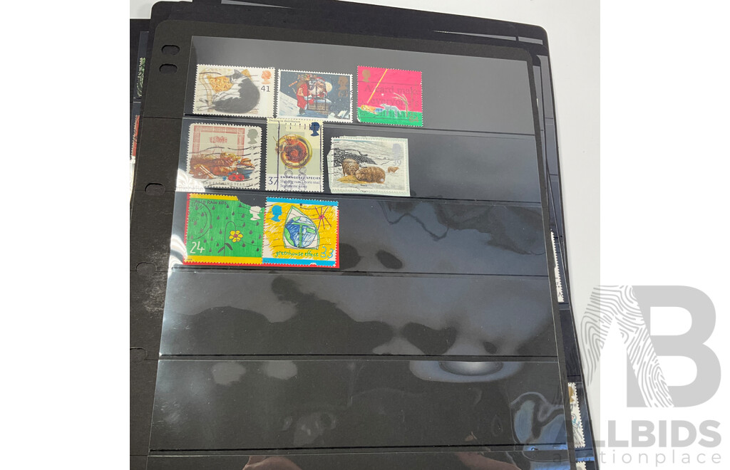 Collection of Great Britain Stamps, Examples Spanning 1880's to 1990, QV to QE2, Overprints, Perfins, Seahorse Ten Shillings