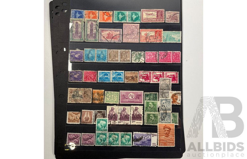 Collection of India/Hyderabad, British Guinea, Grenada Stamps Including QV Hand Cancel, Pakistan, OS, Overprints, Elvis Presley Mini Sheet