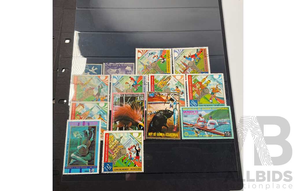 Collection of India/Hyderabad, British Guinea, Grenada Stamps Including QV Hand Cancel, Pakistan, OS, Overprints, Elvis Presley Mini Sheet