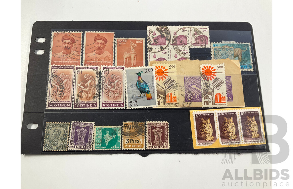 Collection of India/Hyderabad, British Guinea, Grenada Stamps Including QV Hand Cancel, Pakistan, OS, Overprints, Elvis Presley Mini Sheet