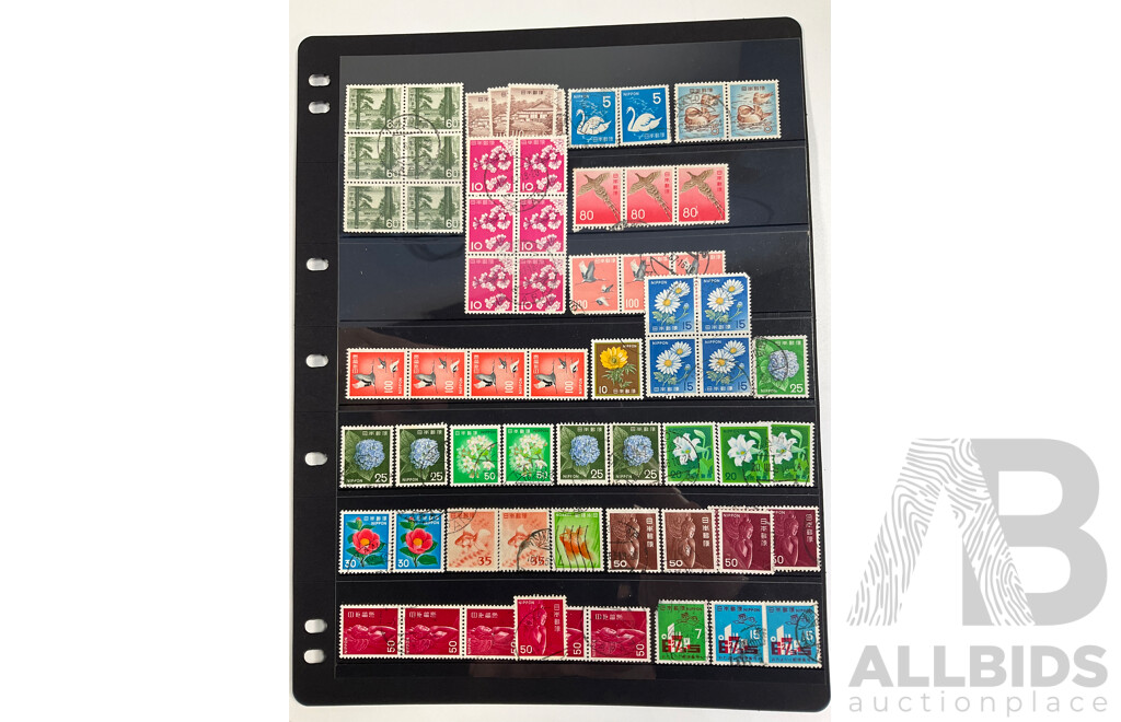 Collection Vintage Stamps Including China Dr Sun Yat Sen, Hong Kong KGV, QE2, Japan, Philippines, Malaysia, Macau, Israel, British Honduras, Ghana, Gold Coast, Overprints, Mints, Mint Hinged