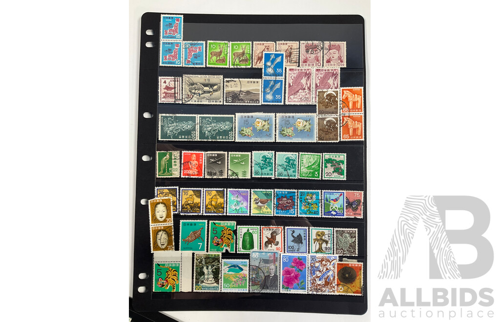 Collection Vintage Stamps Including China Dr Sun Yat Sen, Hong Kong KGV, QE2, Japan, Philippines, Malaysia, Macau, Israel, British Honduras, Ghana, Gold Coast, Overprints, Mints, Mint Hinged