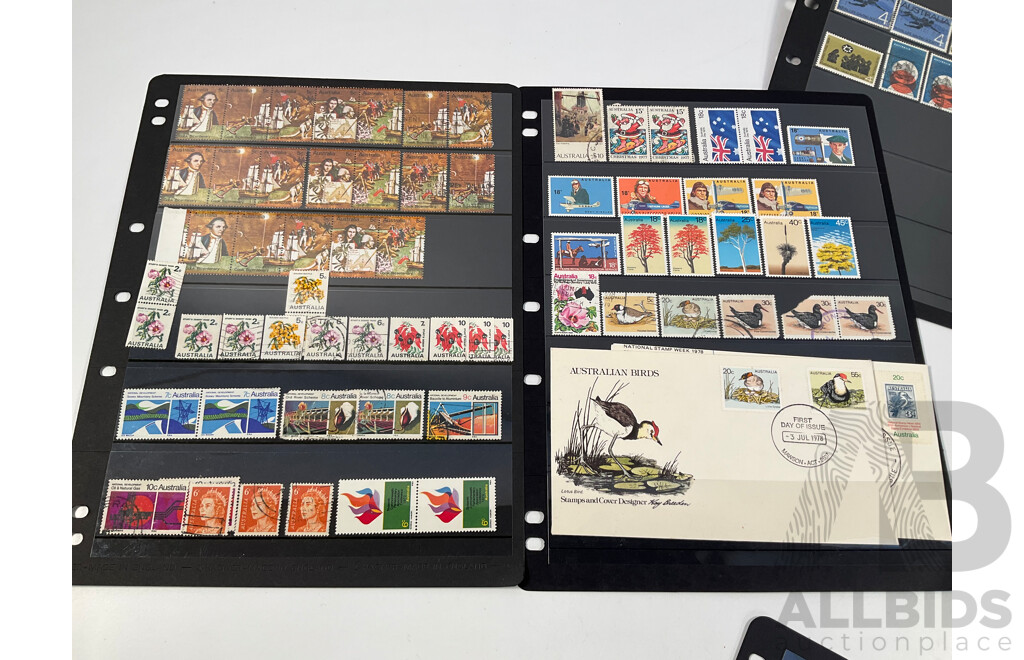 Collection of Australian Early Decimal Stamps Spanning 1966 to 1978 Including QE2, Sets, Perfins, Mint Strips and Blocks