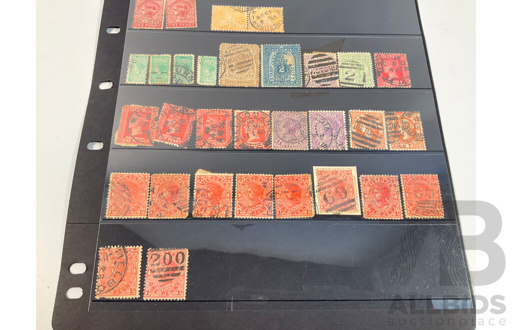 Australian Colonial State Stamps Including Victoria, Queensland, Western Australia, Tasmania, South Australia, QV, Perfins, Stamp Duty One and Two Shillings, Hand Cancel