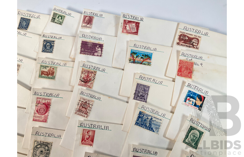 Collection of Australian Predecimal Stamps, Many Multiples Including Antarctic Territory Mawson, QE2, First Airmail, Christmas 1958, Railway Centenary and More
