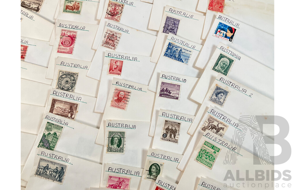 Collection of Australian Predecimal Stamps, Many Multiples Including Antarctic Territory Mawson, QE2, First Airmail, Christmas 1958, Railway Centenary and More
