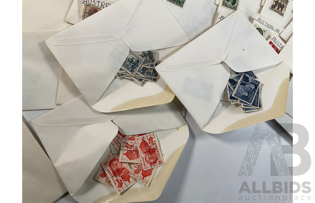 Collection of Australian Predecimal Stamps, Many Multiples Including Antarctic Territory Mawson, QE2, First Airmail, Christmas 1958, Railway Centenary and More