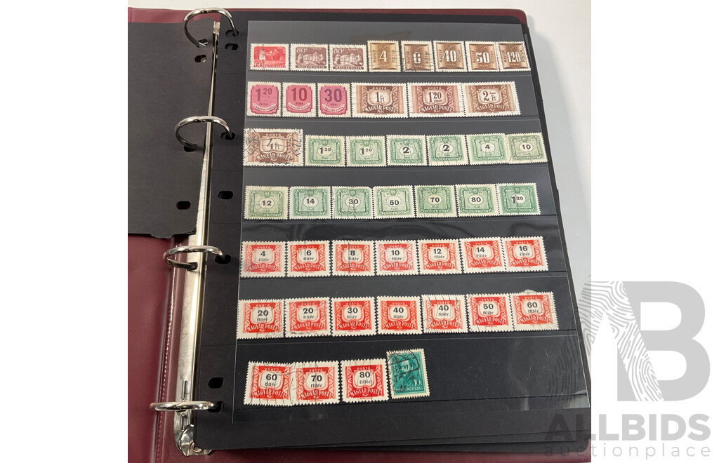 Album of Vintage and Antique International Stamps Including Hungary, Malta, Ireland, Maldives, Luxembourg, Liberia, Indonesia, Netherlands, Kenya, Jordan, Libam, Latvia, Iran