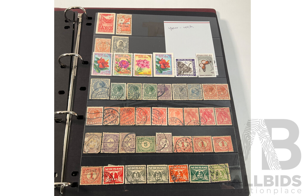 Album of Vintage and Antique International Stamps Including Hungary, Malta, Ireland, Maldives, Luxembourg, Liberia, Indonesia, Netherlands, Kenya, Jordan, Libam, Latvia, Iran