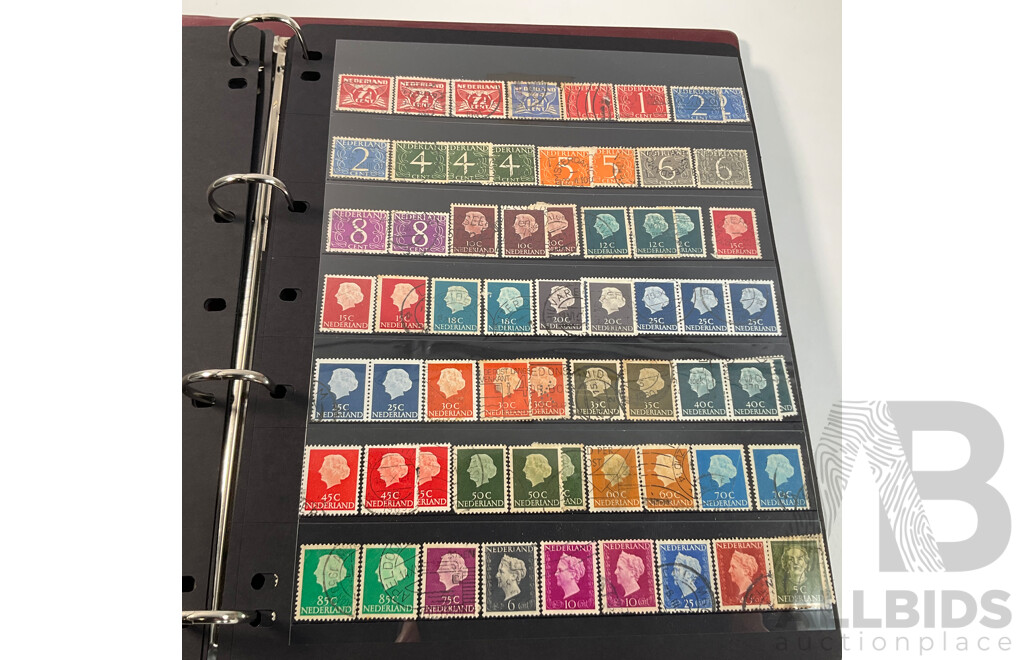 Album of Vintage and Antique International Stamps Including Hungary, Malta, Ireland, Maldives, Luxembourg, Liberia, Indonesia, Netherlands, Kenya, Jordan, Libam, Latvia, Iran