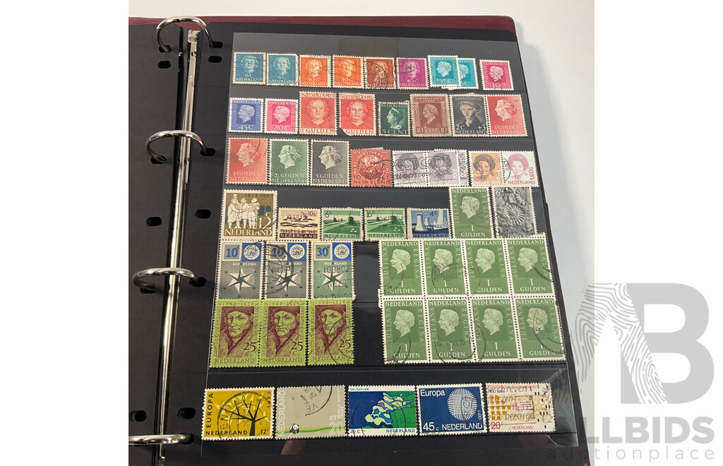 Album of Vintage and Antique International Stamps Including Hungary, Malta, Ireland, Maldives, Luxembourg, Liberia, Indonesia, Netherlands, Kenya, Jordan, Libam, Latvia, Iran