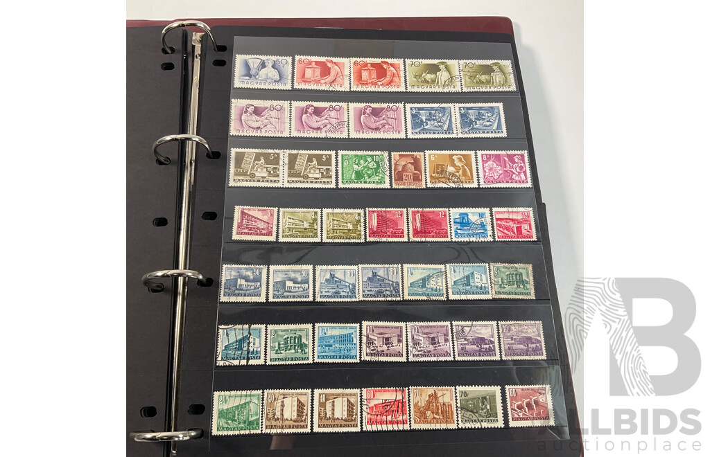 Album of Vintage and Antique International Stamps Including Hungary, Malta, Ireland, Maldives, Luxembourg, Liberia, Indonesia, Netherlands, Kenya, Jordan, Libam, Latvia, Iran