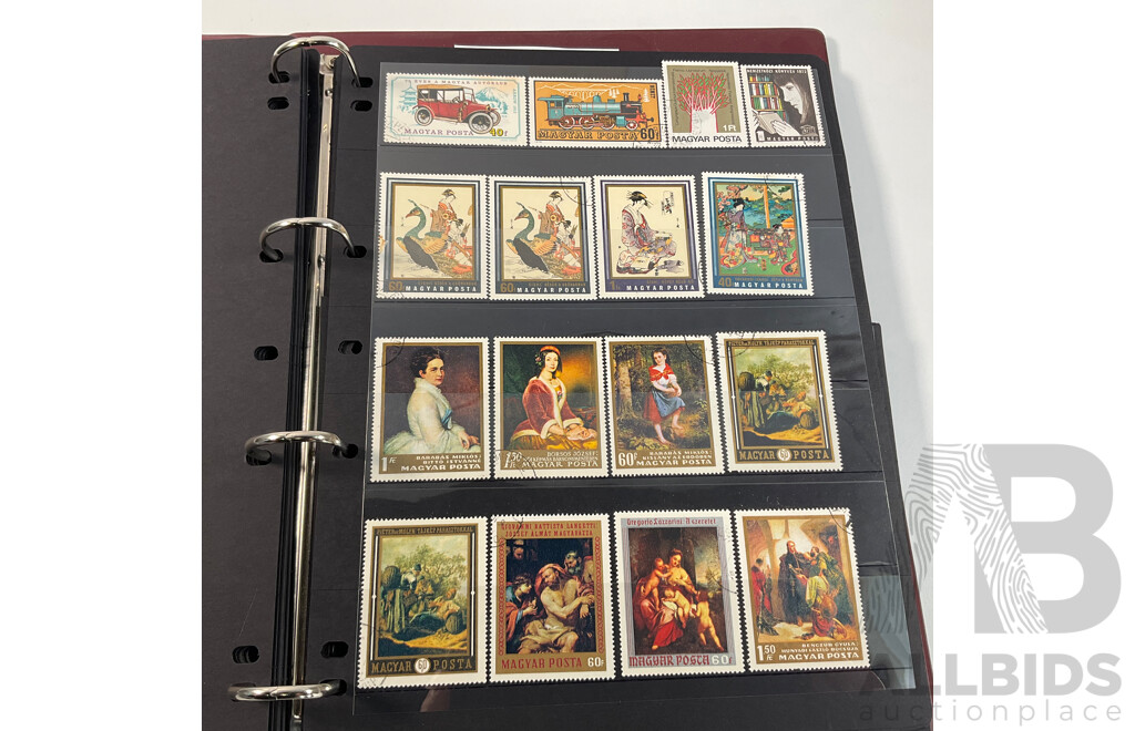 Album of Vintage and Antique International Stamps Including Hungary, Malta, Ireland, Maldives, Luxembourg, Liberia, Indonesia, Netherlands, Kenya, Jordan, Libam, Latvia, Iran
