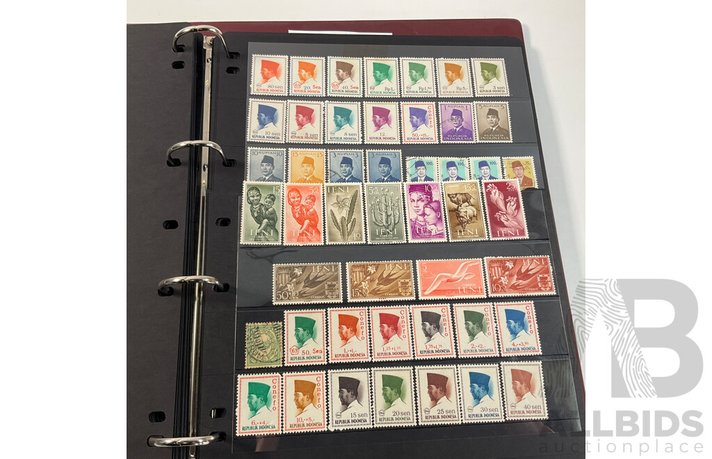 Album of Vintage and Antique International Stamps Including Hungary, Malta, Ireland, Maldives, Luxembourg, Liberia, Indonesia, Netherlands, Kenya, Jordan, Libam, Latvia, Iran