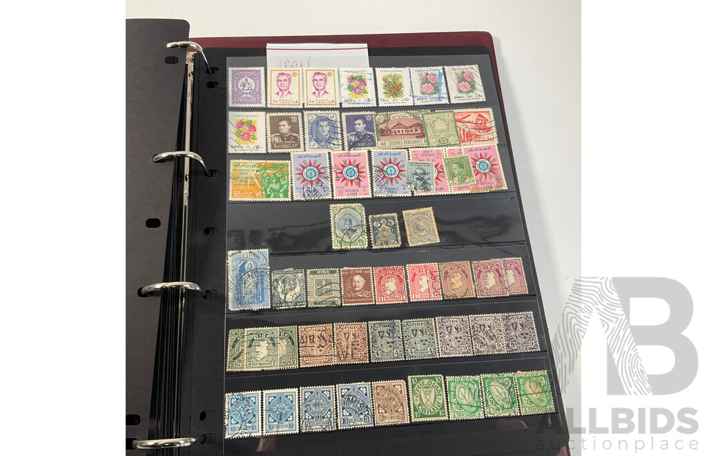 Album of Vintage and Antique International Stamps Including Hungary, Malta, Ireland, Maldives, Luxembourg, Liberia, Indonesia, Netherlands, Kenya, Jordan, Libam, Latvia, Iran