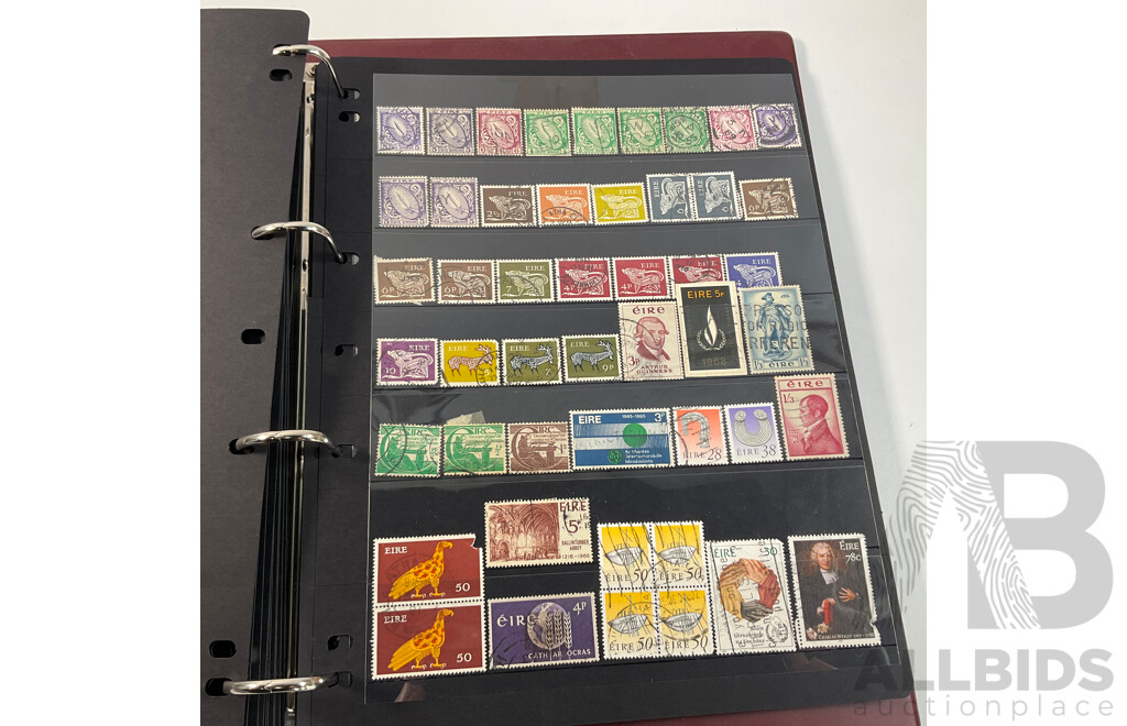 Album of Vintage and Antique International Stamps Including Hungary, Malta, Ireland, Maldives, Luxembourg, Liberia, Indonesia, Netherlands, Kenya, Jordan, Libam, Latvia, Iran