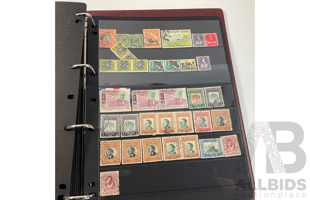 Album of Vintage and Antique International Stamps Including Hungary, Malta, Ireland, Maldives, Luxembourg, Liberia, Indonesia, Netherlands, Kenya, Jordan, Libam, Latvia, Iran