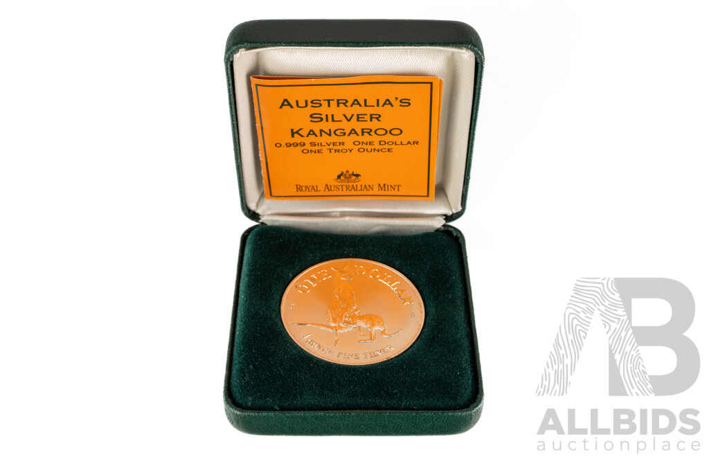 Australian RAM 1996 Silver One Dollar Coin, Australia's Silver Kangaroo, 'C' Mint Mark .999