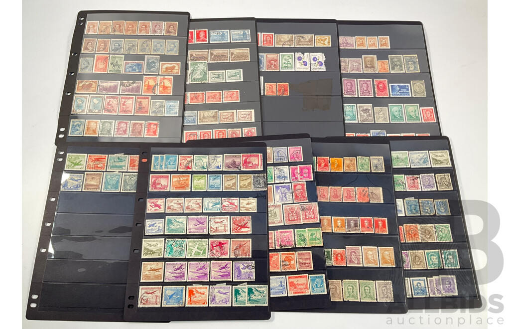 Collection of Chile and Argentina Stamps Spanning 1890's to 1980's Including Overprints, Perfin, Mint Hinged, Airmail