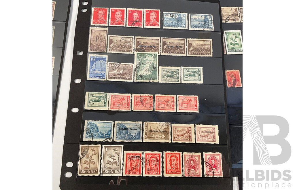 Collection of Chile and Argentina Stamps Spanning 1890's to 1980's Including Overprints, Perfin, Mint Hinged, Airmail