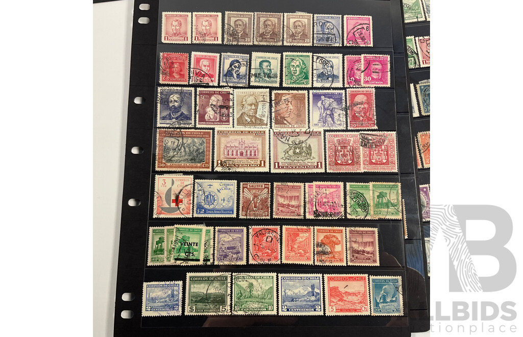 Collection of Chile and Argentina Stamps Spanning 1890's to 1980's Including Overprints, Perfin, Mint Hinged, Airmail