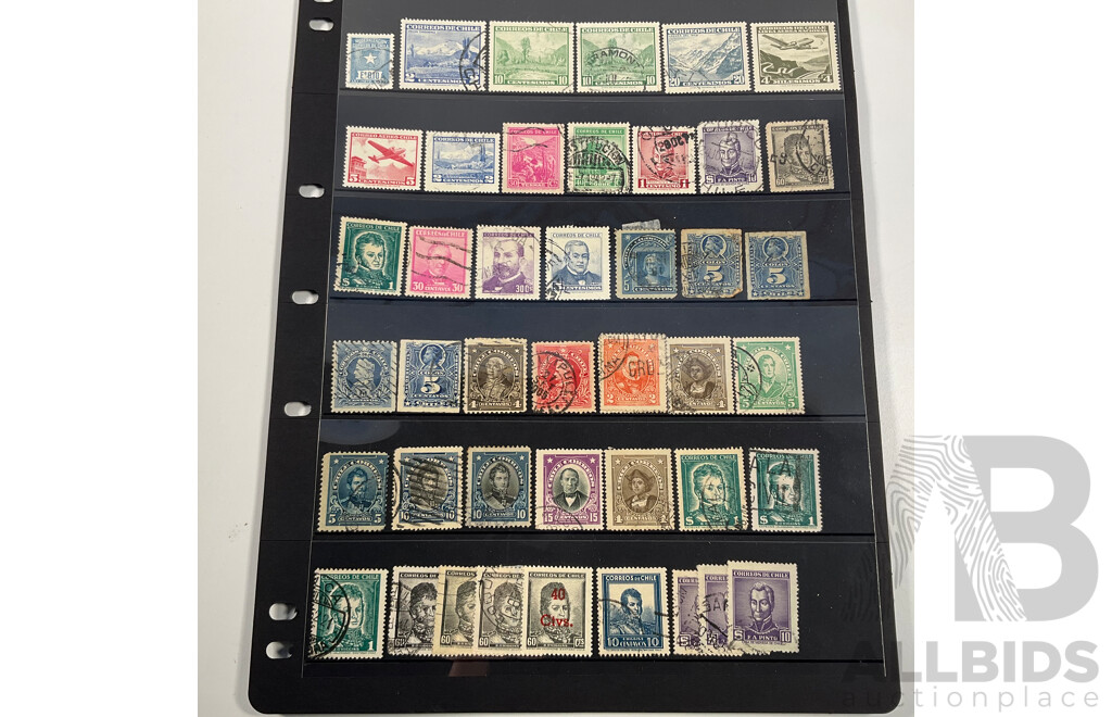 Collection of Chile and Argentina Stamps Spanning 1890's to 1980's Including Overprints, Perfin, Mint Hinged, Airmail