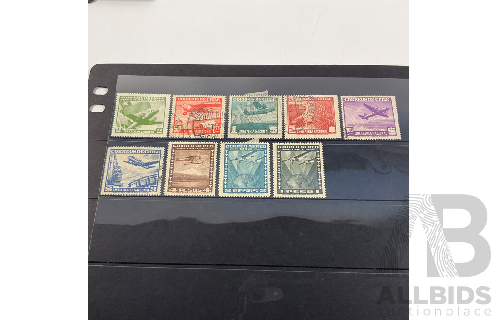 Collection of Chile and Argentina Stamps Spanning 1890's to 1980's Including Overprints, Perfin, Mint Hinged, Airmail