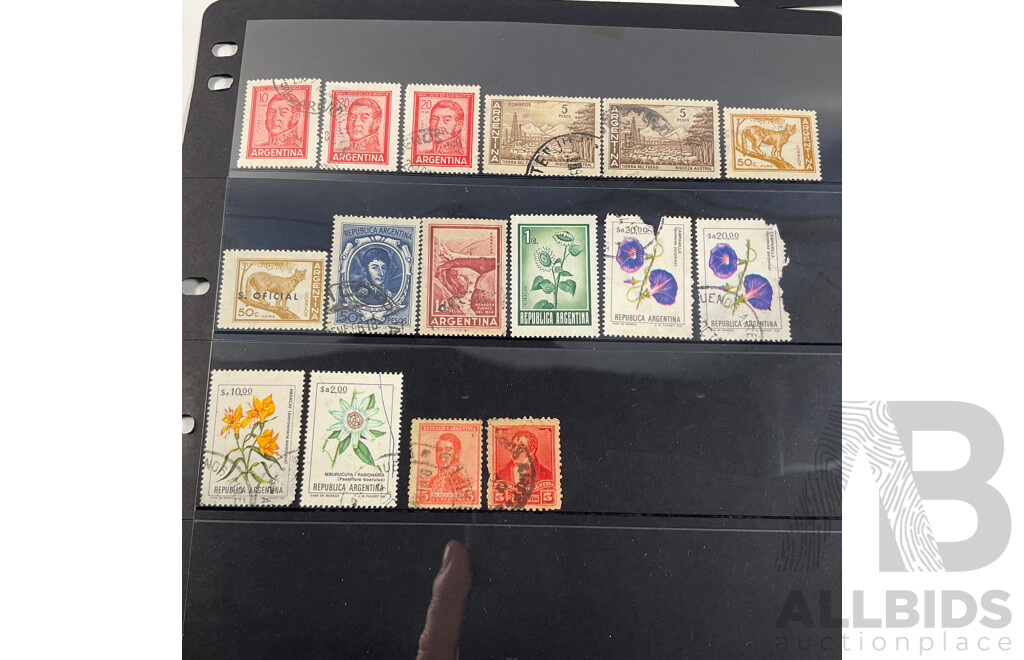 Collection of Chile and Argentina Stamps Spanning 1890's to 1980's Including Overprints, Perfin, Mint Hinged, Airmail