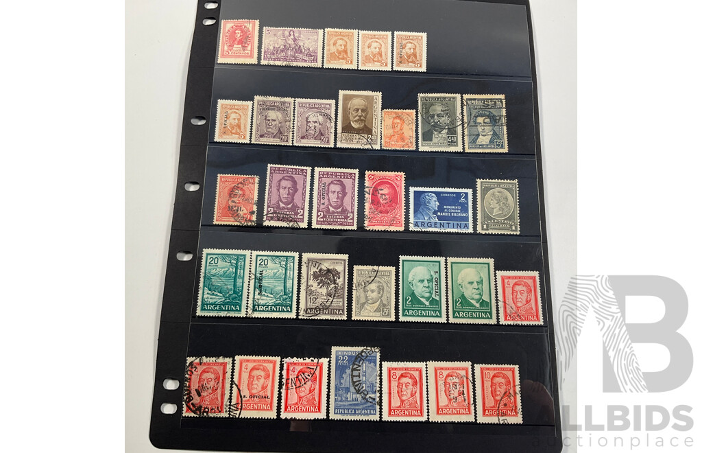 Collection of Chile and Argentina Stamps Spanning 1890's to 1980's Including Overprints, Perfin, Mint Hinged, Airmail