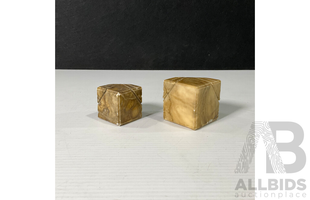 Two Alabaster Hand Carved Owls