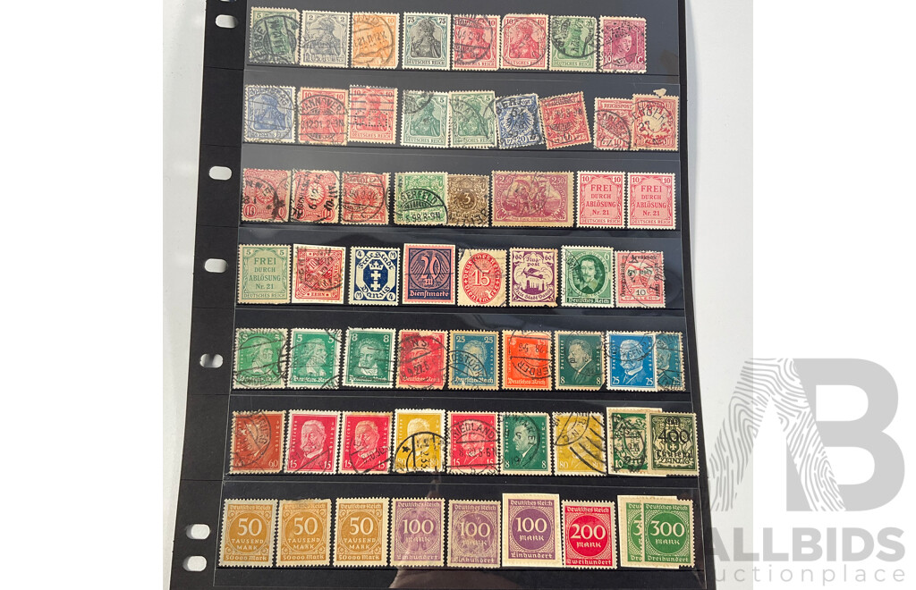 Collection of German Stamps Including 1903 Kingdom of Prussia, 1920's Hyperinflation Overprints- Twenty Billion, Hindenburg, Sets