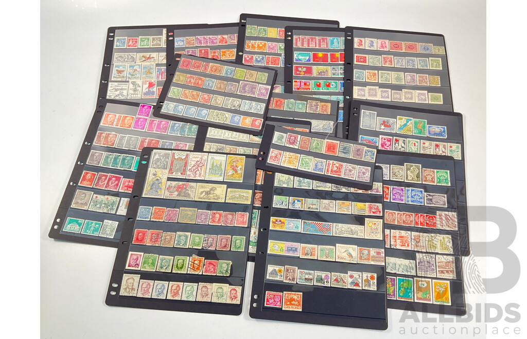 Collection of Antique and Vintage Stamps Including Spain, Yugoslavia, Czechoslovakia, Sweden, Switzerland