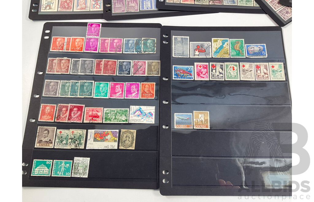 Collection of Antique and Vintage Stamps Including Spain, Yugoslavia, Czechoslovakia, Sweden, Switzerland