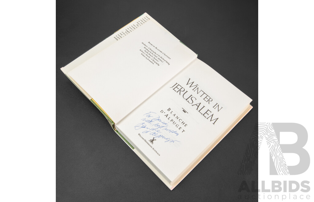 Signed Hard Cover of Winter in Jerusalem by Blanche D'Alpuget