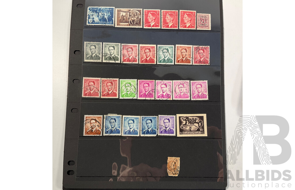 Collection of Antique and Vintage International Stamps Including Canada QV to QE2, Bavarian 1910's, Belgium 1930's, Railway Parcel Stamps, Airmail, Bermuda, War Tax, KGVI, French Cameroon Occupation Overprints