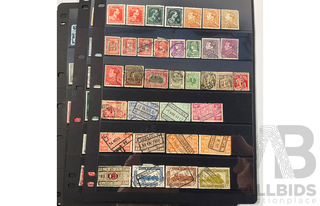 Collection of Antique and Vintage International Stamps Including Canada QV to QE2, Bavarian 1910's, Belgium 1930's, Railway Parcel Stamps, Airmail, Bermuda, War Tax, KGVI, French Cameroon Occupation Overprints