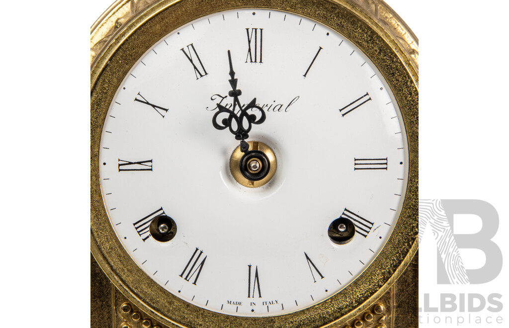 Lancini Imperial Ormolu Porcelain and Gilt Mantle Clock Garniture Set