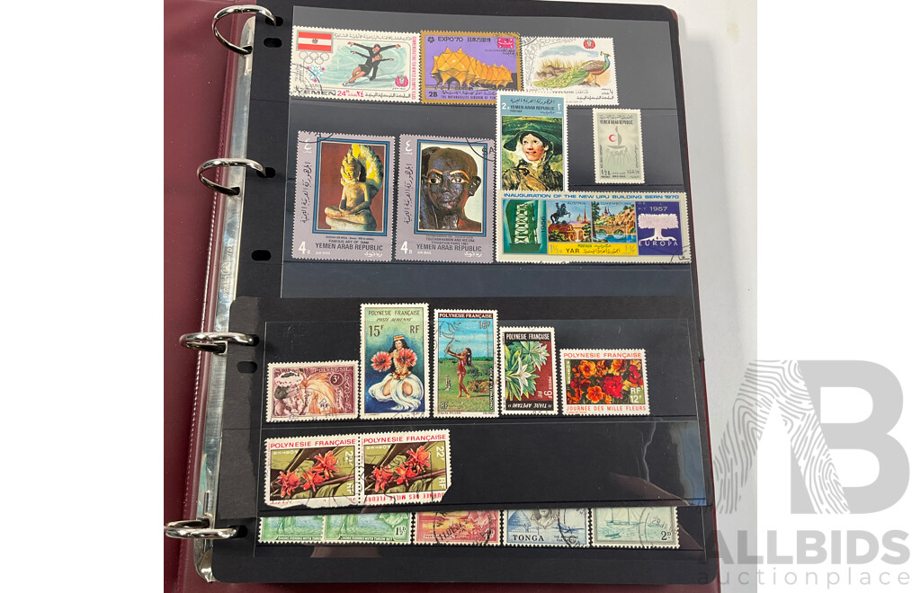Album of Antique and Vintage International Stamps Including Brazil 1920's, Bolivia Mint 1950's Set, South Africa KGV, Sudan, Rwanda Mints, Tokelau Islands Mint Hinged, Tonga, Yemen, Manchukuo and More