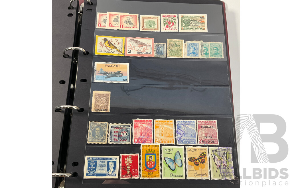 Album of Antique and Vintage International Stamps Including Brazil 1920's, Bolivia Mint 1950's Set, South Africa KGV, Sudan, Rwanda Mints, Tokelau Islands Mint Hinged, Tonga, Yemen, Manchukuo and More