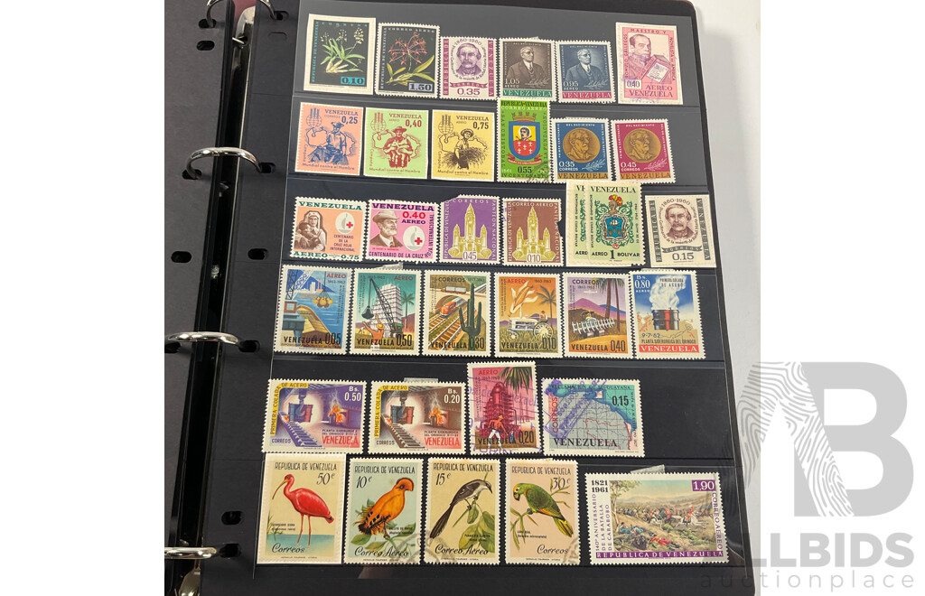 Album of Antique and Vintage International Stamps Including Brazil 1920's, Bolivia Mint 1950's Set, South Africa KGV, Sudan, Rwanda Mints, Tokelau Islands Mint Hinged, Tonga, Yemen, Manchukuo and More