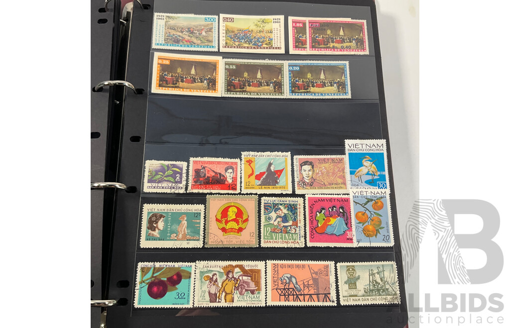 Album of Antique and Vintage International Stamps Including Brazil 1920's, Bolivia Mint 1950's Set, South Africa KGV, Sudan, Rwanda Mints, Tokelau Islands Mint Hinged, Tonga, Yemen, Manchukuo and More