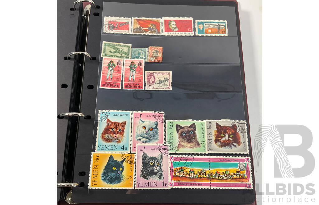 Album of Antique and Vintage International Stamps Including Brazil 1920's, Bolivia Mint 1950's Set, South Africa KGV, Sudan, Rwanda Mints, Tokelau Islands Mint Hinged, Tonga, Yemen, Manchukuo and More