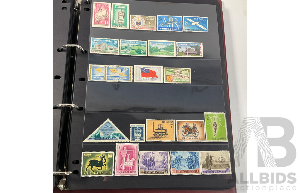 Album of Antique and Vintage International Stamps Including Brazil 1920's, Bolivia Mint 1950's Set, South Africa KGV, Sudan, Rwanda Mints, Tokelau Islands Mint Hinged, Tonga, Yemen, Manchukuo and More