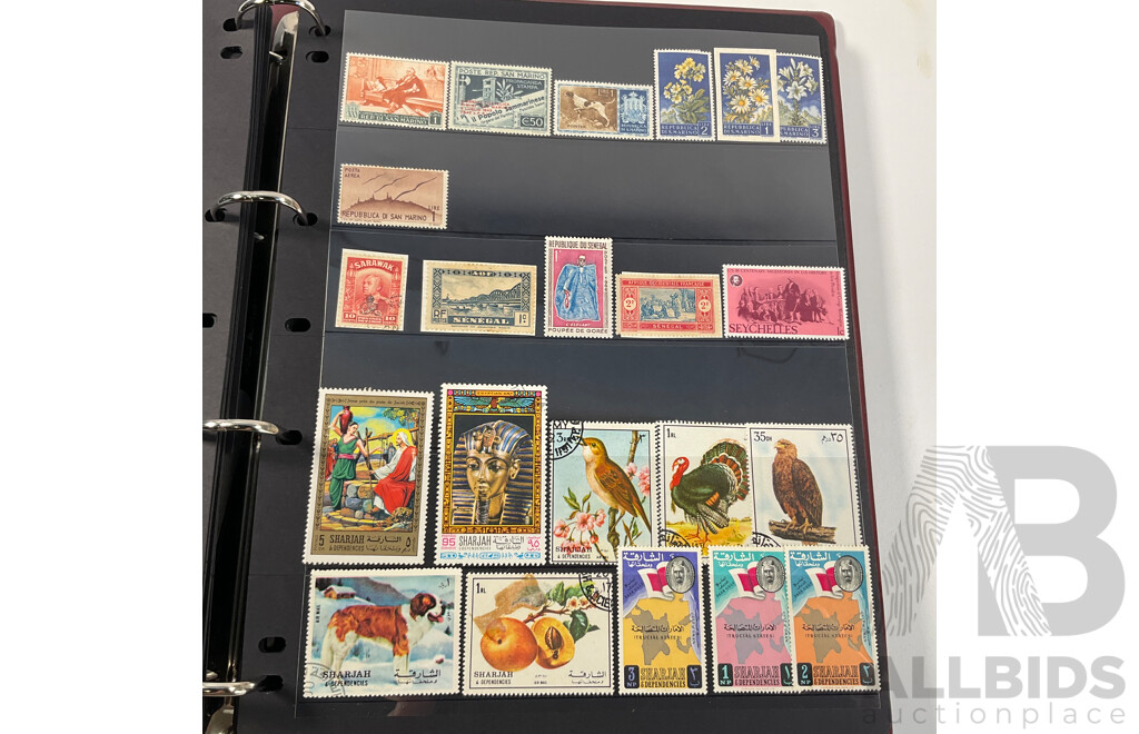 Album of Antique and Vintage International Stamps Including Brazil 1920's, Bolivia Mint 1950's Set, South Africa KGV, Sudan, Rwanda Mints, Tokelau Islands Mint Hinged, Tonga, Yemen, Manchukuo and More