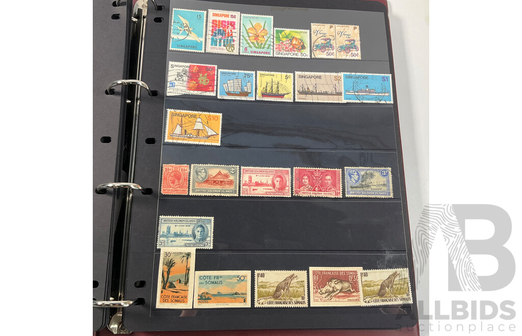 Album of Antique and Vintage International Stamps Including Brazil 1920's, Bolivia Mint 1950's Set, South Africa KGV, Sudan, Rwanda Mints, Tokelau Islands Mint Hinged, Tonga, Yemen, Manchukuo and More
