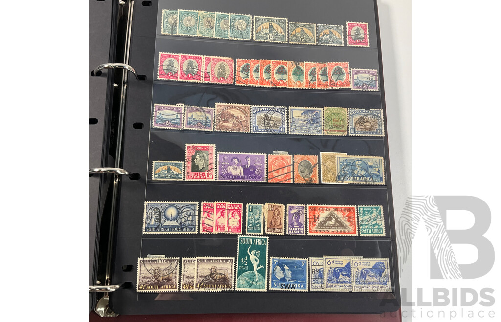 Album of Antique and Vintage International Stamps Including Brazil 1920's, Bolivia Mint 1950's Set, South Africa KGV, Sudan, Rwanda Mints, Tokelau Islands Mint Hinged, Tonga, Yemen, Manchukuo and More