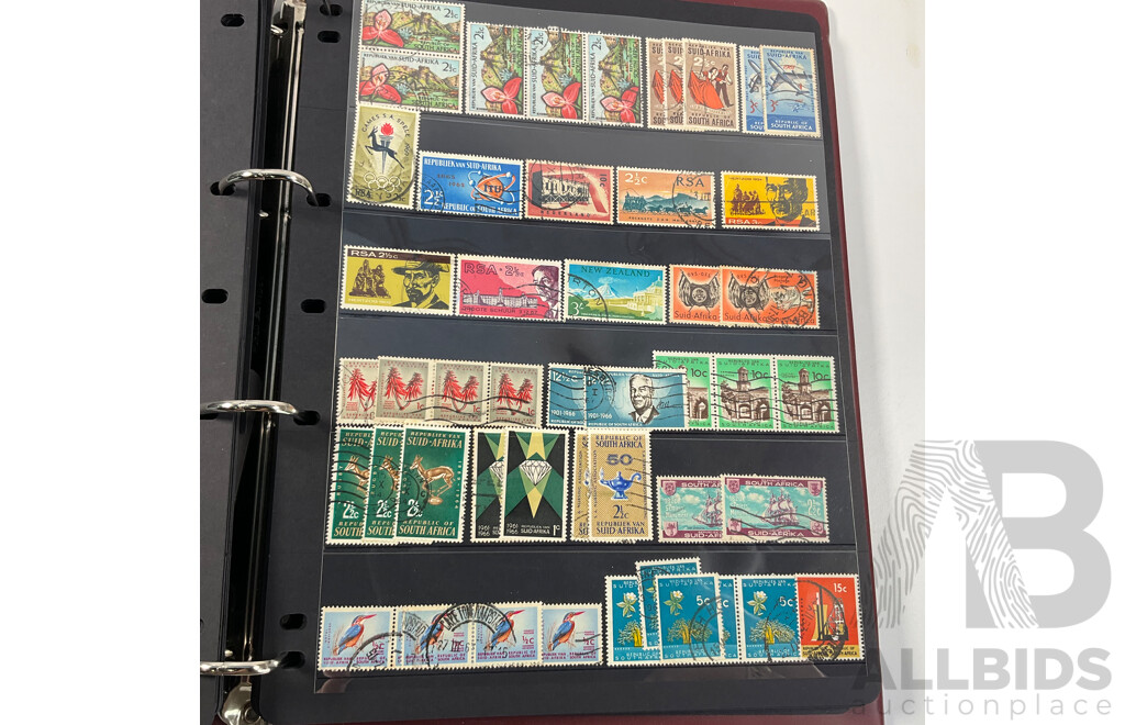 Album of Antique and Vintage International Stamps Including Brazil 1920's, Bolivia Mint 1950's Set, South Africa KGV, Sudan, Rwanda Mints, Tokelau Islands Mint Hinged, Tonga, Yemen, Manchukuo and More