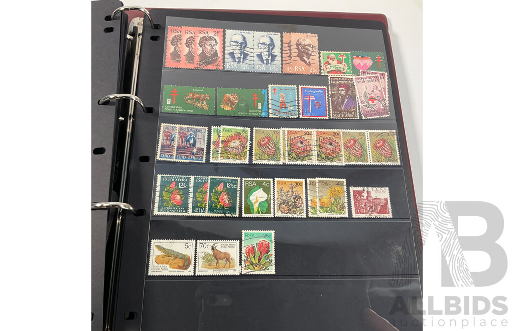 Album of Antique and Vintage International Stamps Including Brazil 1920's, Bolivia Mint 1950's Set, South Africa KGV, Sudan, Rwanda Mints, Tokelau Islands Mint Hinged, Tonga, Yemen, Manchukuo and More